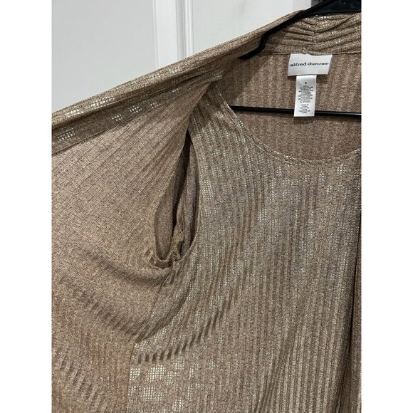 Alfred Dunner Womens Metallic Gold Cardigan Attached Tank Set Sz Small - Picture 5 of 10